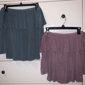 Two off the shoulder American Eagle shirts s